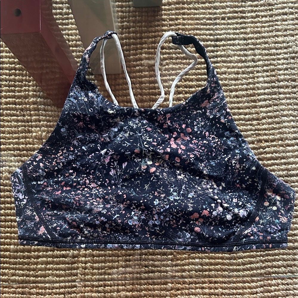 lululemon athletica Black and Pink Patterned Sports Bra